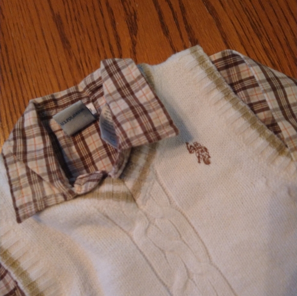 Size 0-3 months U.S. Polo Assn. Matching set shirt vest - Picture 3 of 16